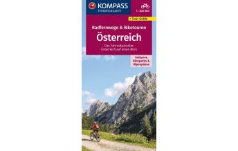 Cycling Maps KOMPASS Radfernwegekarte Radfernwege & Biketouren Österreich - Übersichtskarte 1:300.000 Kompass-Karten GmbH