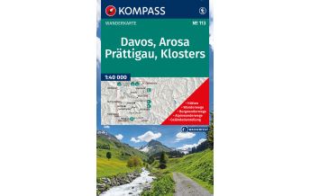 Wanderkarten Schweiz & FL Kompass-Karte 113, Davos, Arosa, Prättigau, Klosters 1:40.000 Kompass-Karten GmbH