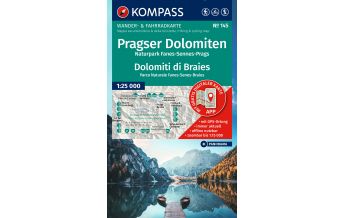 Wanderkarten Südtirol & Dolomiten Kompass-Karte 145, Pragser Dolomiten, Naturpark Fanes-Sennes-Prags 1:25.000 Kompass-Karten GmbH