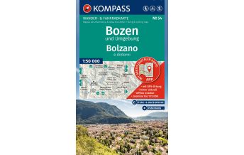 Hiking Maps South Tyrol + Dolomites Kompass-Karte 54, Bozen und Umgebung/Bolzano e dintorni 1:50.000 Kompass-Karten GmbH