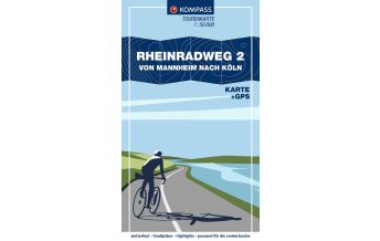Cycling Maps Germany KOMPASS Fahrrad-Tourenkarte Rheinradweg 2, von Mannheim nach Köln 1:50.000 Kompass-Karten GmbH