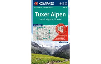 KOMPASS Wanderkarte 34 Tuxer Alpen, Inntal, Wipptal, Zillertal 1:50.000 KOMPASS freytag & berndt