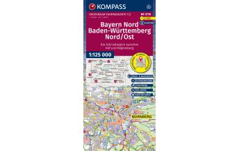 Radkarten Deutschland KOMPASS Großraum Fahrradkarte 3710, Bayern Nord, Baden-Württemberg Nord/Ost 1:125.000 Kompass-Karten GmbH