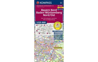 Cycling Maps Germany KOMPASS Großraum Fahrradkarte 3710, Bayern Nord, Baden-Württemberg Nord/Ost 1:125.000 Kompass-Karten GmbH