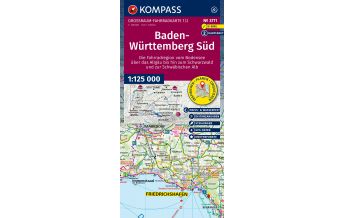 Radkarten Deutschland KOMPASS Großraum Fahrradkarte 3711, Baden-Württemberg Süd, Schwarzwald, Bodensee, Schwäbische Alb, Allgäu 1:125.000 Kompass-Karten GmbH