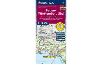 Cycling Maps Germany KOMPASS Großraum Fahrradkarte 3711, Baden-Württemberg Süd, Schwarzwald, Bodensee, Schwäbische Alb, Allgäu 1:125.000 Kompass-Karten GmbH