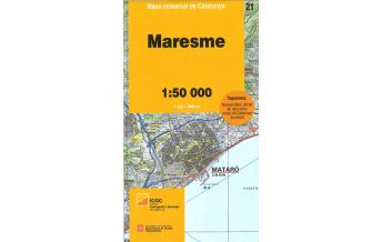 Hiking Maps Spain Mapa comarcal de Catalunya 21, Maresme 1:50.000 Institut Cartogràfic i Geològic de Catalunya