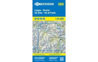 Skitourenkarten Tabacco-Karte 069, Livigno, Bormio, Val Viola, Val di Fraele 1:25.000 Tabacco