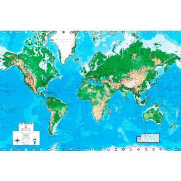 World Topography Map Wall Mural