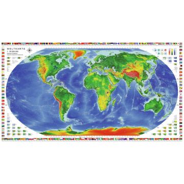 Zxpress Wandkarte Weltkarte Physisch 1 25 000 000 Freytag Berndt