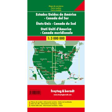USA - Kanada Süd Autokarte 1:3.000.000 - Detaillierte Straßenkarte Mit Cityplänen