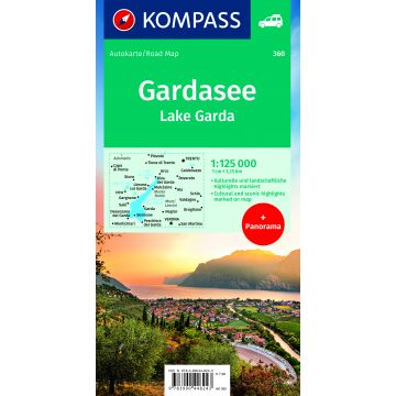Kompass Autokarte mit Panorama 360 Italien - Gardasee 1:125.000