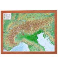 Raised Relief Maps 3D Reliefkarte Alpen 1:2.400.000 mit Holzrahmen georelief GbR