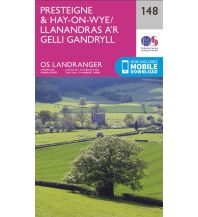 Hiking Maps OS Landranger Map 148 Großbritannien - Presteigne & Hay-on-Wye 1:50.000 Ordnance Survey UK