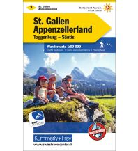 Wanderkarten Schweiz & FL K+F-Wanderkarte 7, St. Gallen, Appenzellerland, Toggenburg, Säntis 1:60.000 Hallwag Kümmerly+Frey AG