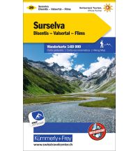 Hiking Maps Switzerland K+F-Wanderkarte 20, Surselva 1:60.000 Hallwag Kümmerly+Frey AG