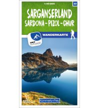 Hiking Maps Switzerland Sarganserland Sardona - Pizol - Chur 22 Wanderkarte 1:40 000 matt laminiert Hallwag Kümmerly+Frey AG