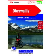Radkarten Schweiz K+F-Vélokarte 21, Oberwallis 1:60.000 Hallwag Kümmerly+Frey AG