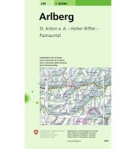 Wanderkarten Vorarlberg xxx - 9.608268737793E-5Landeskarte der Schweiz 239, Arlberg 1:50.000 Bundesamt für Landestopographie