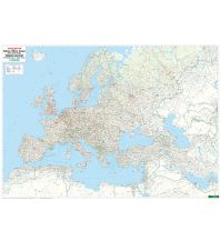 Poster und Wandkarten Wandkarte: Bahnen + Fähren Europa, Eisenbahnkarte 1:5,5 Mio., Poster, plano in Rolle KOMPASS freytag & berndt