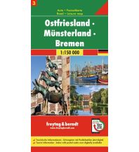 Straßenkarten Ostfriesland - Münsterland - Bremen, Autokarte 1:150.000, Blatt 3 KOMPASS freytag & berndt