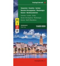 Straßenkarten Serbien Slowenien - Kroatien - Serbien - Bosnien-Herzegowina - Montenegro - Kosovo - Nordmazedonien, Straßenkarte 1:600.000, freytag & berndt KOMPASS freytag & berndt