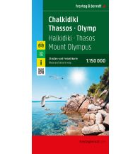 Straßenkarten Griechenland Chalkidiki - Thassos - Olymp, Straßen- und Freizeitkarte 1:150.000, freytag & berndt KOMPASS freytag & berndt