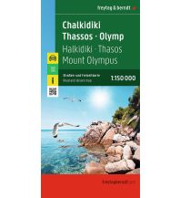 Straßenkarten Griechenland Chalkidiki - Thassos - Olymp, Straßen- und Freizeitkarte 1:150.000, freytag & berndt KOMPASS freytag & berndt