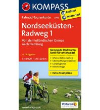 Radkarten Deutschland Kompass-Fahrrad-Tourenkarte 7049, Nordseeküstenradweg, Teil 1, 1:50.000 Kompass-Karten GmbH