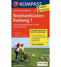 Radkarten Deutschland Kompass-Fahrrad-Tourenkarte 7049, Nordseeküstenradweg, Teil 1, 1:50.000 KOMPASS freytag & berndt