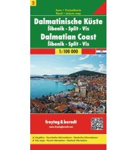 Straßenkarten Kroatien freytag & berndt Auto + FreizeitkartenDalmatinische Küste Blatt 2, Šibenik - Split - Vis 1:100.000 KOMPASS freytag & berndt