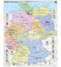 Poster und Wandkarten Stiefel Wandkarte Deutschland politisch mit Wappen Stiefel GmbH