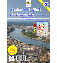 Kanusport Wassersport-Karte 7, Deutschland-West mit Gewässerkarte Ruhr 1:450.000 Jübermann