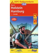 Radkarten Deutschland ADFC-Radtourenkarte 2, Holstein, Hamburg 1:150.000 KOMPASS freytag & berndt