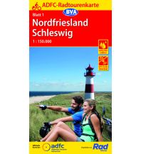 Radkarten Deutschland ADFC-Radtourenkarte 1, Nordfriesland, Schleswig 1:150.000 BVA BikeMedia