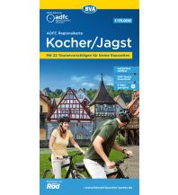 Radkarten Deutschland ADFC-Regionalkarte Kocher/ Jagst, 1:75.000, mit Tagestourenvorschlägen, reiß- und wetterfest, E-Bike-geeignet, GPS-Tracks-Download BVA BikeMedia