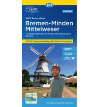 Cycling Maps Germany ADFC-Regionalkarte Bremen-Minden Mittelweser, 1:75.000, mit Tagestourenvorschlägen, reiß- und wetterfest, E-Bike-geeignet, GPS-Tracks Download BVA BikeMedia