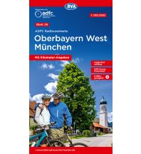 Radkarten Österreich ADFC-Radtourenkarte 26, Oberbayern West, München 1:150.000 BVA BikeMedia