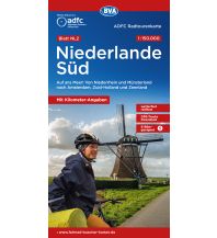 Radkarten Niederlande ADFC-Radtourenkarte NL 2, Niederlande Süd 1:150.000 BVA BikeMedia