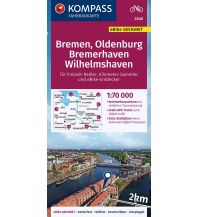 Radkarten KOMPASS Fahrradkarte 3340 Bremen, Oldenburg, Bremerhaven, Wilhelmshaven 1:70.000 KOMPASS freytag & berndt