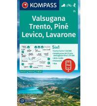 Wanderkarten Italien Kompass-Karte 75, Valsugana, Trento/Trient, Piné, Levico, Lavarone 1:50.000 KOMPASS freytag & berndt