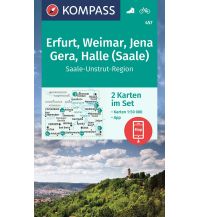 Wanderkarten Deutschland Kompass-Kartenset 457, Erfurt, Weimar, Jena, Gera, Halle (Saale) 1:50.000 KOMPASS freytag & berndt