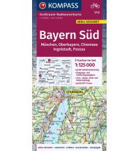 Radkarten KOMPASS Großraum-Radtourenkarte 3712 Bayern Süd, Oberbayern, Chiemsee, Ingolstadt, Passau, München 1:125.000 KOMPASS freytag & berndt