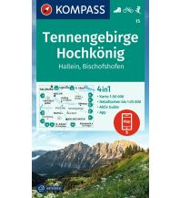 Wanderkarten Salzkammergut Kompass-Karte 15, Tennengebirge, Hochkönig 1:50.000 KOMPASS freytag & berndt