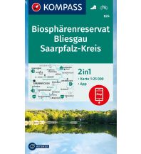 Wanderkarten Deutschland KOMPASS Wanderkarte 824 Biosphärenreservat Bliesgau & Saarpfalz-Kreis 1:25.000 KOMPASS freytag & berndt