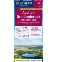 Cycling Maps KOMPASS Fahrradkarte 3324 Aachen, Dreiländereck, Eifel, Hohes Venn mit Knotenpunkten 1:70.000 Kompass-Karten GmbH