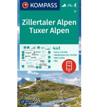 Hiking Maps South Tyrol + Dolomites Kompass-Karte 37, Zillertaler Alpen, Tuxer Alpen 1:50.000 Kompass-Karten GmbH