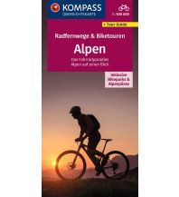 Radkarten KOMPASS Radfernwegekarte Radfernwege & Biketouren Alpen - Übersichtskarte 1:500.000 KOMPASS freytag & berndt