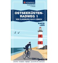 Radkarten KOMPASS Fahrrad-Tourenkarte Ostseeküstenradweg 1, von Flensburg nach Lübeck 1:50.000 KOMPASS freytag & berndt