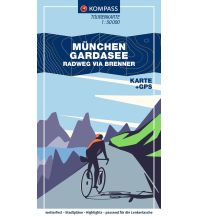 Radkarten KOMPASS Fahrrad-Tourenkarte München – Gardasee, Radweg via Brenner 1:50.000 KOMPASS freytag & berndt
